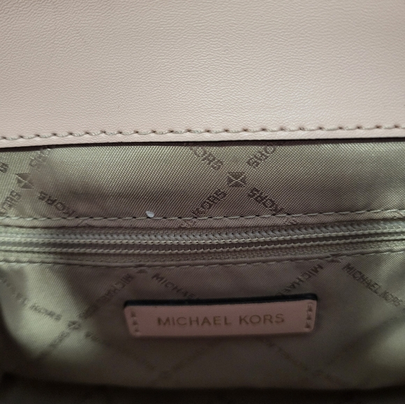 Michael Kors Manhattan Medium Leather Satchel Metallic Rose Gold GUC ORIG $598 - Picture 8 of 9